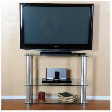 Rta Home And Office RTA Home and Office TVM-002 35 in. Extra Tall Glass and Aluminum LCD and Plasma TV Stand TVM-002